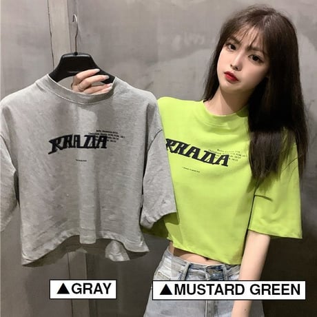 クロップド丈 Tシャツ 半袖 へそ出し ラウンドネック 韓国ファッション レディース ショート丈 トップス カットソー 夏 大人可愛い ガーリー DTC-637698084949
