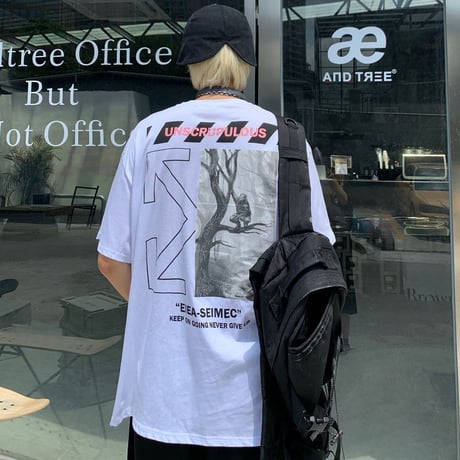ユニセックス Tシャツ 半袖 ラウンドネック バックプリント オーバーサイズ メンズ レディース トップス 大きめ カジュアル ストリートファッション DTC-647820082238