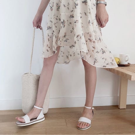 レディース 花柄シフォンワンピース レトロ ハイウエスト フェミニン ガーリー 韓国ファッション (DCT-594879835987)