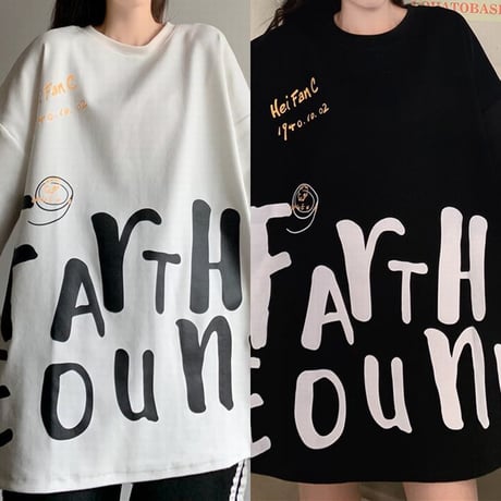 Tシャツ 半袖 英字プリント オーバーサイズ 韓国ファッション レディース カットソー トップス カジュアル ストリートファッション DTC-639781711694