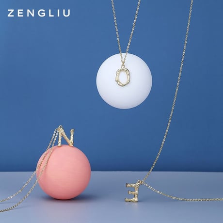 ネックレス ペンダント アルファベット A～Z イニシャル チェーン付き 韓国アクセサリー キラキラ 合金 シルバー925 アクセサリー DTC-613728242703