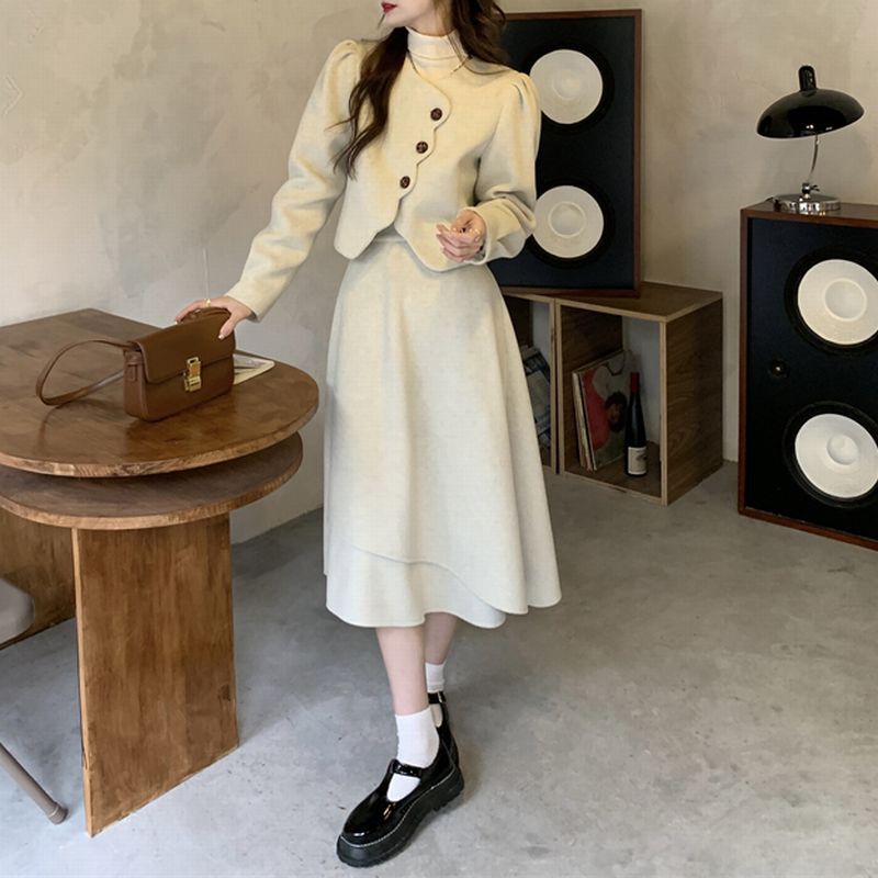 セットアップ ウール ショートジャケット スカート ロング セットアップ ウール ショートジャケット スカート ロング