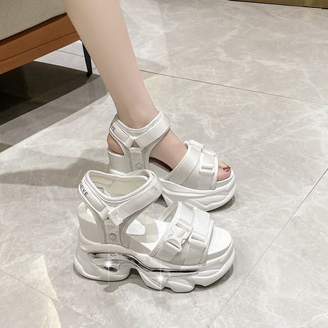 厚底 サンダル 22.0～24.5cm プラットフォーム 厚底サンダル オープントゥ 10cmヒール かわいい 韓国ファッション レディース カジュアル DTC-712773137086