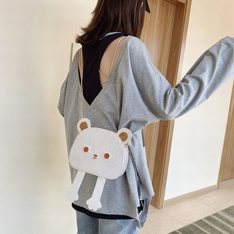 ショルダーバッグ クマちゃん ベアー ミニバッグ サブバッグ 肩掛け 斜め掛け ユニーク かわいい ショルダーチェーン シンプル レトロ ガーリー DTC-604470886506