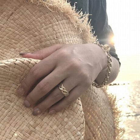 【HAWAIIANJEWELRY / ハワイアンジュエリー】 リング 指輪 ハワジュ チェーン サージカルステンレス ステンレス K14コーティング ピンクゴールド インスタ (grs8655)