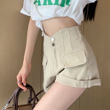 デニムショートパンツ ハイウエスト ワイドパンツ ショートパンツ デニム ショーパン レトロ 韓国ファッション レディース 大人可愛い ガーリー カジュアル DTC-671278604954