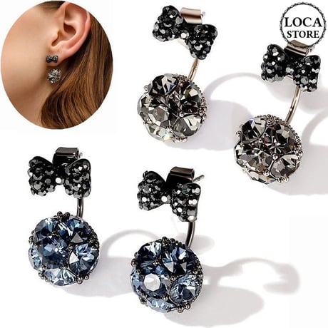 ピアス リボン CZ キラキラ 韓国アクセサリー キャッチ CZ キュービックジルコニア 合金 シルバー925 アクセサリー DTC-559637702621