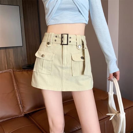 デニム ショートパンツ スカート風 ハイウエスト Aライン レトロ 韓国ファッション レディース 大人可愛い ガーリー カジュアル DTC-680226852680