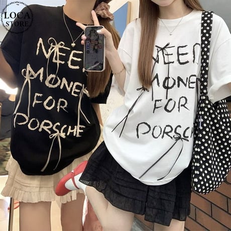 Tシャツ リボン 英字 オーバーサイズ トップス 半袖 スカート ティアードミニスカート フリル レトロ 韓国ファッション レディース 大人可愛い ガーリー DTC-789326173684
