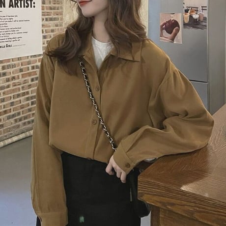ブラウス シャツジャケット ショート丈 トップス ルーズ ゆったり 長袖 レトロ 韓国ファッション レディース 大人可愛い ガーリー DTC-654679410433