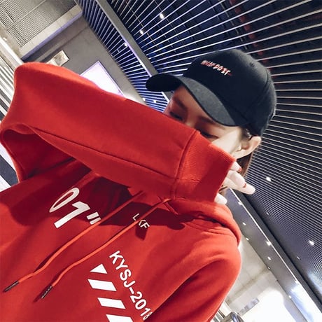 プルオーバー パーカー 韓国ファッション レディース ビッグパーカー オーバーサイズ 薄い バックプリント ストリートファッション (DTC-606172379978)