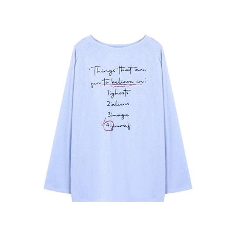 シアートップス ロンT ロゴプリント オーバーサイズ  ゆったり トップス tシャツ 冷房対策 紫外線対策 長袖 レトロ 大人可愛い ガーリー カジュアル DTCA-870596164404