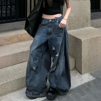 デニムパンツ ダメージ加工 ヴィンテージ風 ボトムス ハイウエスト デニ ジーンズム ワイドパンツ モップパンツ ルーズ レトロ 大人可愛い ガーリー カジュアル DTCA-839915277145