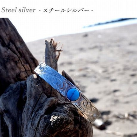 【HAWAIIANJEWELRY / ハワイアンジュエリー】 バングル メンズ レディース スクロール カレイキニ プルメリア サージカル ステンレス 金属アレルギー対応 (gbg8137)