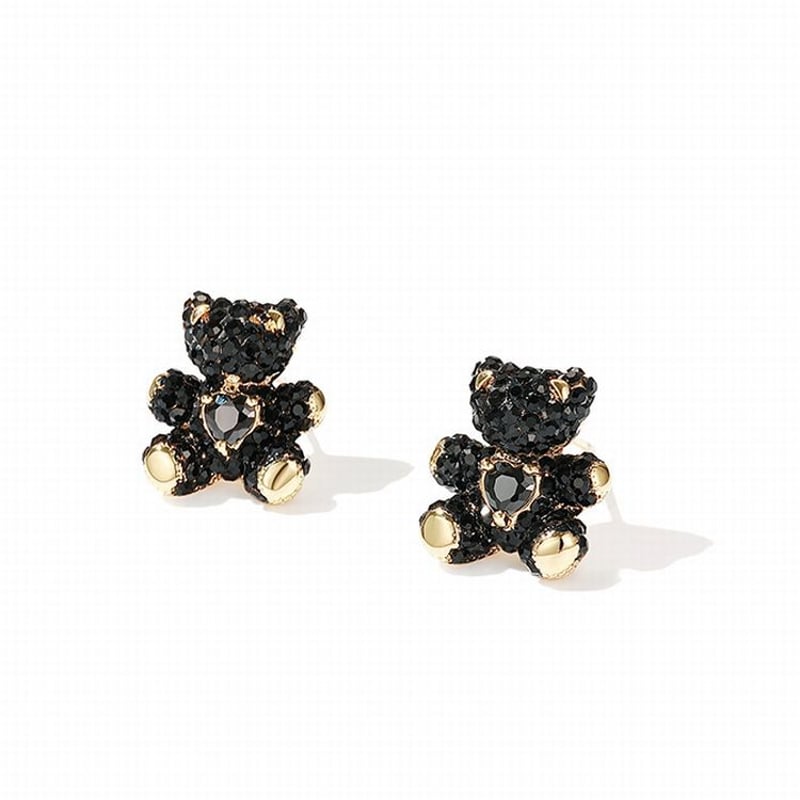 黒くまのピアス キラキラ 韓国アクセサリー ピアス キュービック 黒くまのピアス キラキラ 韓国アクセサリー ピアス キュービック