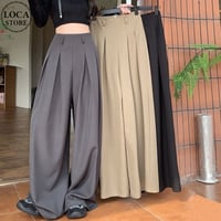 モップパンツ タック ワイドパンツ ドレープ フレア ハイウエスト ルーズ レトロ 韓国ファッション レディース 大人可愛い ガーリー DTC-760473405376