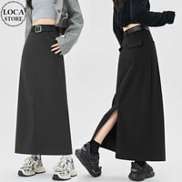 タイトスカート バックスリット ツイルスカート ロングスカート Iライン ハイウエスト ボトム ストレートスカート レトロ 大人可愛い ガーリー DTCA-852840237510
