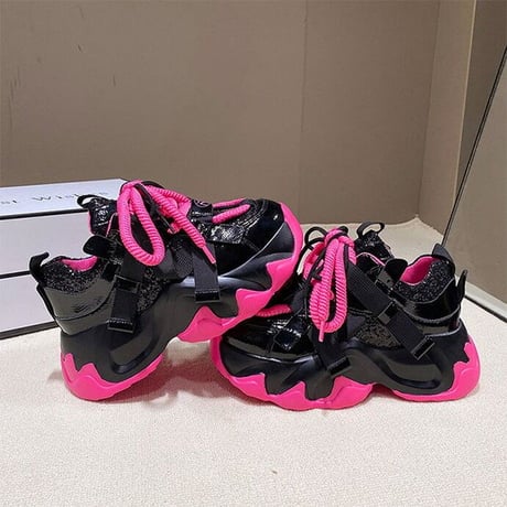 厚底スニーカー グリッター 22.0～24.5cm ラメ 厚底 ダッドスニーカー スニーカー ダッドシューズ スポーツ カジュアル 韓国ファッション レディース DTC-734896092511