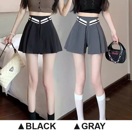スカート風 ショートパンツ プリーツスカート ラップスカート ミニ丈 ハイウエスト Aライン 不規則デザイン レトロ 大人可愛い ガーリー カジュアル DTCA-850293119354