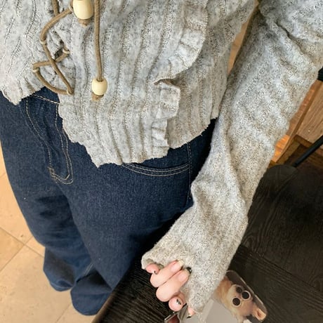 ニット トップス レースアップ Vネック スリムフィット 長袖 レトロ 韓国ファッション レディース 大人可愛い ガーリー DTCA-849831573602