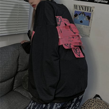 ユニセックス トレーナー 長袖 ラウンドネック 薄手 オーバーサイズ 韓国ファッション メンズ レディース 大きめ カジュアル ストリートファッション DTC-651890921390