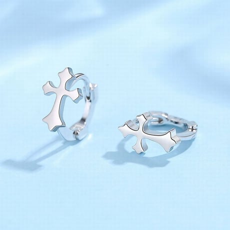 ピアス 片耳 クロス スターリングシルバー フープピアス シルバー925 アクセサリーDTC-624147972428)