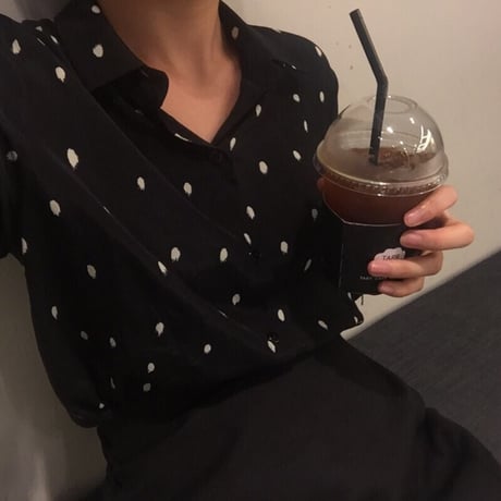 ドット柄 シャツ ブラウス 長袖 韓国ファッション レディース 大人可愛い ガーリー レトロ DTC-627967514232