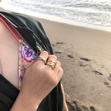 【HAWAIIANJEWELRY / ハワイアンジュエリー】 2連 リング 指輪 K14コーティング ピンクゴールド シルバー サージカルステンレス ステンレス ノンアレルギー (grs8653)