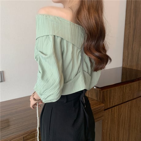 2way ブラウス Vネック オフショルダー 半袖 薄手 無地 韓国ファッション レディース トップス 大人可愛い ガーリー DTC-650101350711