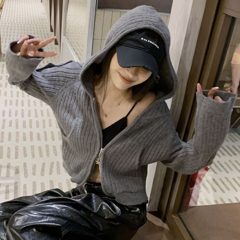 BALENCIAGA グレー 短丈ジップパーカー BALENCIAGA グレー 短丈ジップパーカー