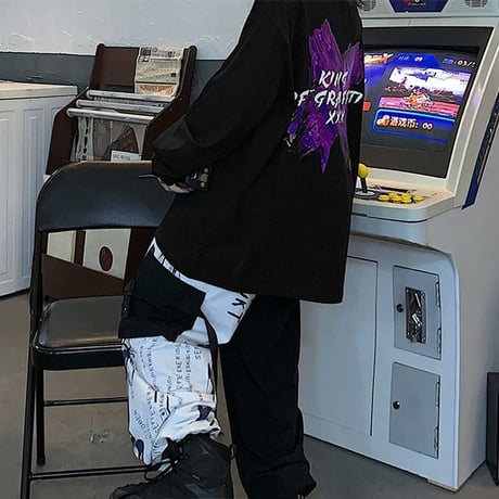 ユニセックス 長袖Tシャツ ×ペイント Tシャツ バツペイント 長袖 オーバーサイズ 韓国ファッション メンズ レディース 韓国ストリートファッション DTC-610859198983