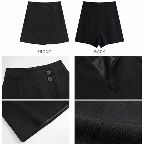 スカート風 ショートパンツ ラップパンツ キュロット ハイウエスト ショーパン レトロ 韓国ファッション レディース 大人可愛い ガーリー DTC-656365250595
