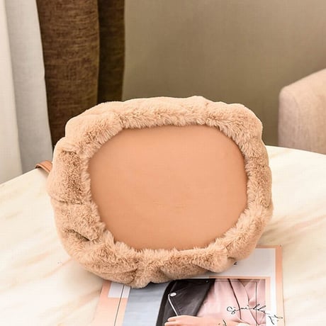 耳付き ファーバッグ ふわふわ もこもこ 巾着バッグ 肩掛け ショルダーバッグ ファーボンボン レディース バッグ (DCT-582166989683)