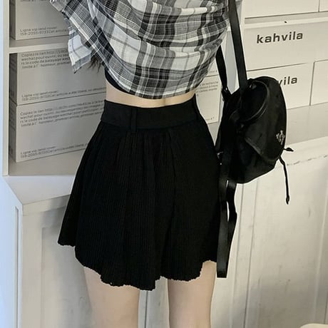 プリーツ ショートパンツ ハイウエスト Aライン ワイドパンツ レトロ 韓国ファッション レディース 大人可愛い ガーリー DTC-707576598152