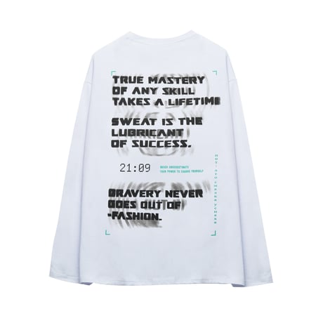 ユニセックス Tシャツ 長袖 ファントムレタープリント ラウンドネック オーバーサイズ トップス 大きめ カジュアル ストリートファッション DTC-650822796802