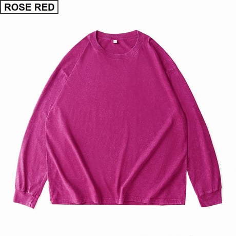 5カラー ユニセックス ロンT ウォッシュ加工 ヴィンテージ風 長袖 tシャツ トップス オーバーサイズ ルーズ カジュアル ストリート系ファッション DTCA-723009132142