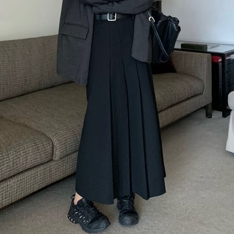 プリーツスカート ロング丈 ハイウエスト Aライン ロングスカート プリーツ レトロ 韓国ファッション レディース 大人可愛い ガーリー DTC-684917349860