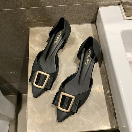 【Soervimy】 ラバーパンプス ラバーサンダル レインシューズ ヒール4cm 韓国ファッション レディース サイドオープン チャンキーヒール 雨 梅雨 ラバー 防水 616288940535