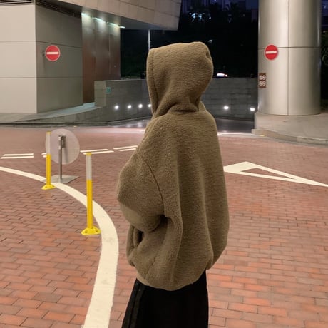 ボアパーカー もこもこ イミテーション ラムウール 防寒 韓国ファッション レディース ボア フリース パーカー ゆったり 大人可愛い ガーリー DTC-630786776305