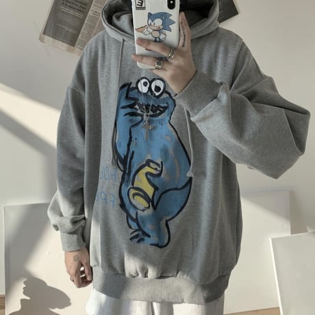 プルオーバー パーカー メンズ レディース ユニセックス 落書き風 キャラクター オーバーサイズ ルーズ 大きいサイズ ストリート TBN-601494162221