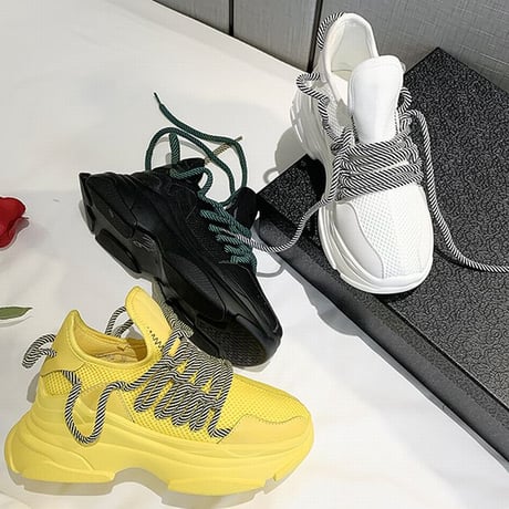 メッシュスニーカー 厚底スニーカー ヒール6cm 韓国ファッション レディース スニーカー 厚底 メッシュ カジュアル スポーツDTC-611670307006)