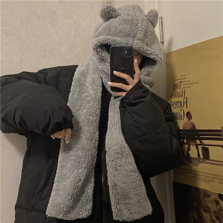 フード付きマフラー 耳付き クマ耳 フード付き ボアマフラー もこもこ フードマフラー ロングマフラー 防寒 暖かい 厚手 韓国ファッション レディース ガーリー DTC-630248123865