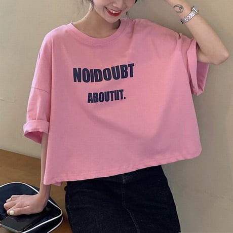 クロップド丈 Tシャツ 半袖 ラウンドネック へそ出し 韓国ファッション レディース ショート丈 トップス カットソー 夏 大人可愛い ガーリー DTC-619963183293