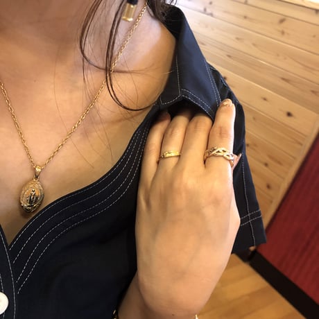【HAWAIIANJEWELRY / ハワイアンジュエリー】 リング 指輪 ハワジュ チェーン サージカルステンレス ステンレス K14コーティング ピンクゴールド インスタ (grs8655)