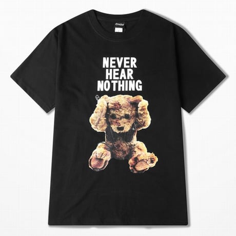 ユニセックス Tシャツ 半袖 クマちゃん プリント オーバーサイズ クルーネック 韓国ファッション メンズ レディース カジュアル ストリート系ファッション DTC-545872093095