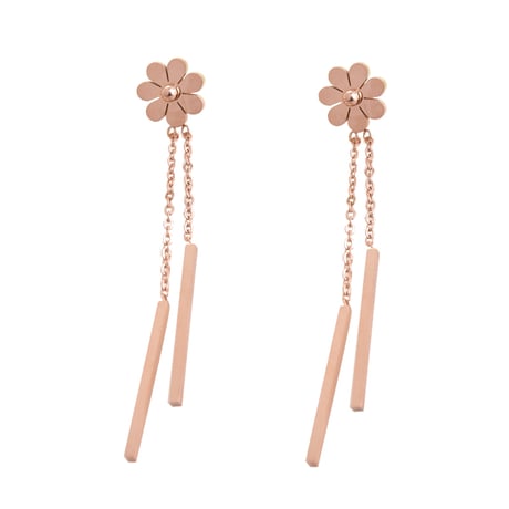 ピアス フラワー 花 チェーン 金属アレルギー対応 スタッドピアス アクセサリー チタンスチール316L DTC-573913280047