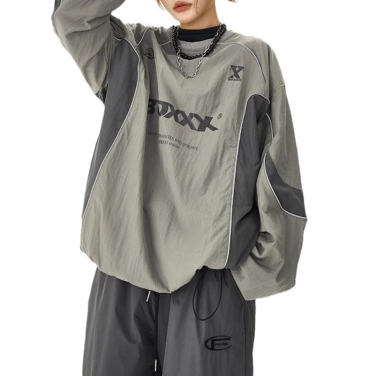 ユニセックス トップス ナイロン バイカラー スウェット 防水 ドロスト