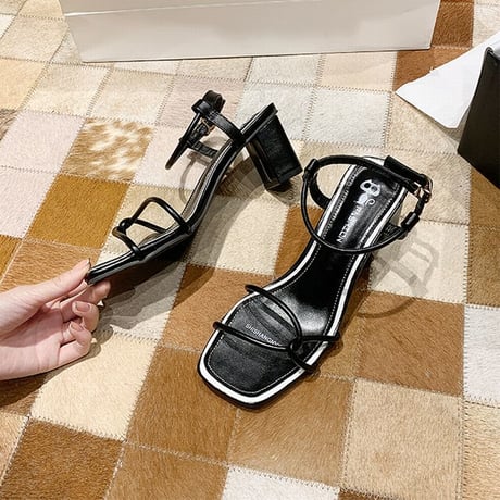 サンダル アンクルストラップ チャンキーヒール 6cm 韓国ファッション レディース ストラップ パンプス キュート 痛くない かわいい 靴 歩きやすい 614220846719