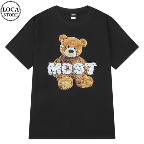 ユニセックス Tシャツ 半袖 クマちゃん プリント オーバーサイズ ルーズ カジュアル 韓国ファッション メンズ レディース 韓国ストリートファッション DTC-650089099191