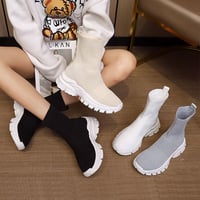 厚底 ソックススニーカー ショートブーツ 22.5〜25.0cm ソックスシューズ ハイカット スニーカー 歩きやすい 美脚 韓国ファッション レディース DTCA-665744835240